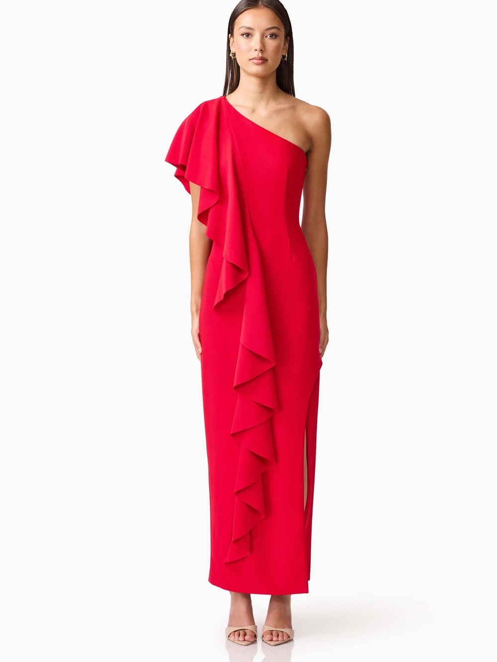 Lila Asymmetrical Gown in Red